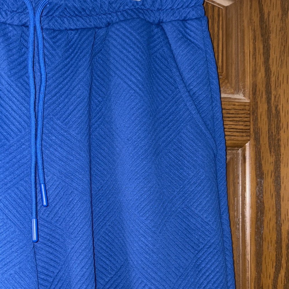 Royal Blue CrissCross Textured Wide Leg Pants - Picture 4 of 9